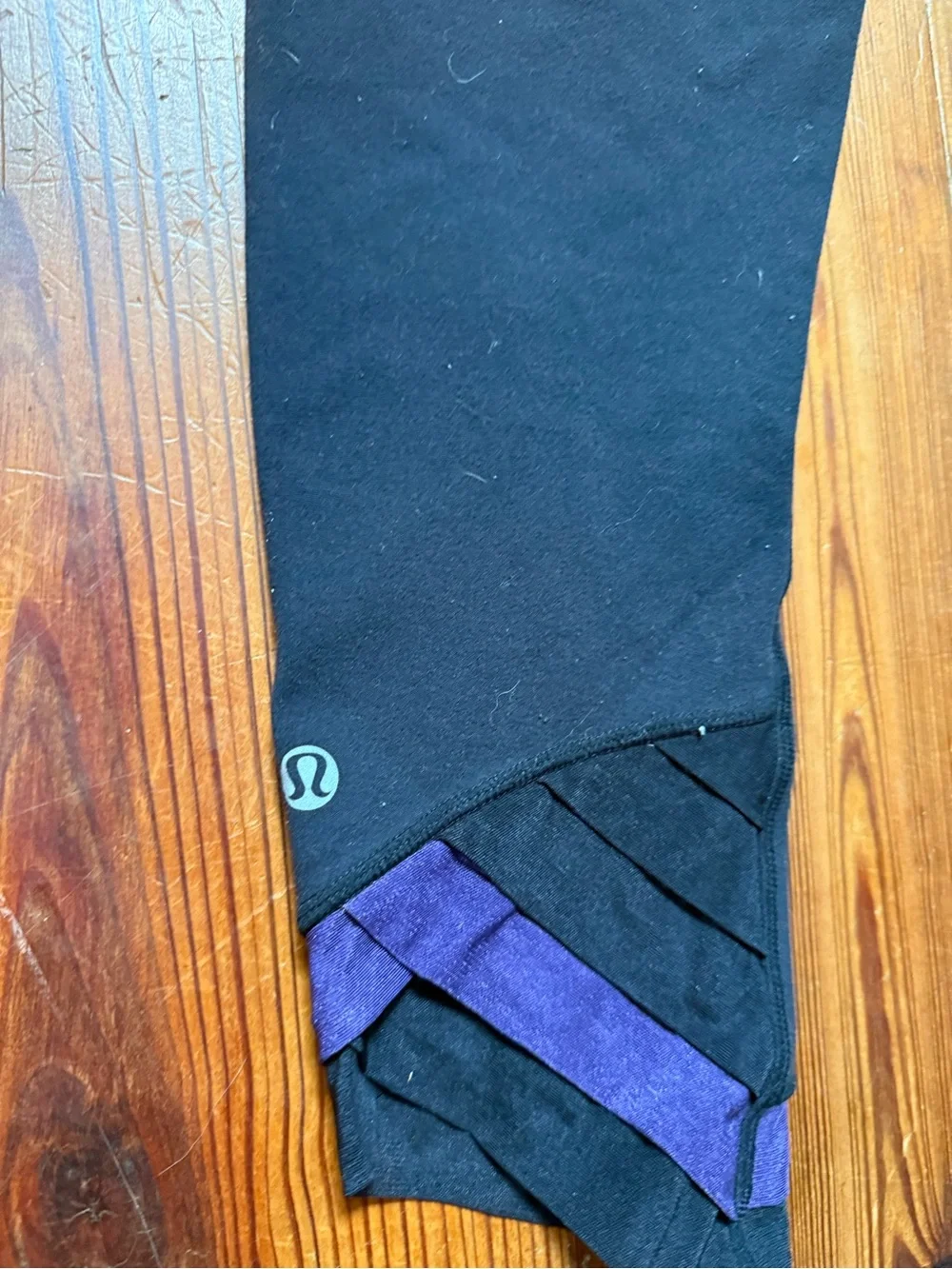 lululemon athletica Kids Black Capri Leggings with Purple Hem